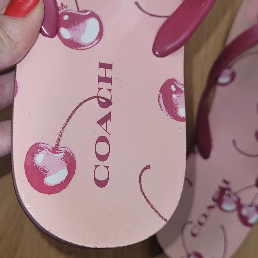 Coach Pink Cherry Flip Flops